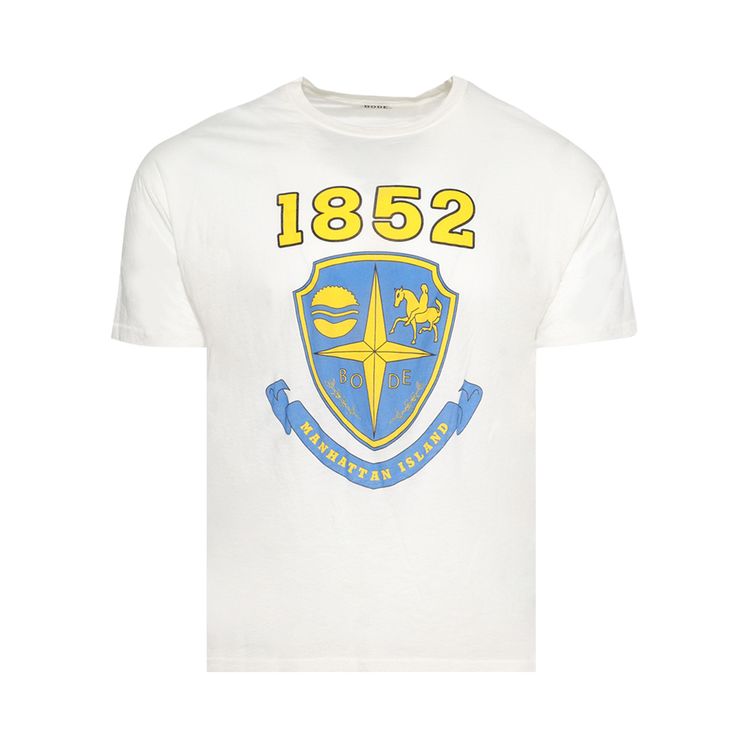 Bode Crest Boxy Tee Cream