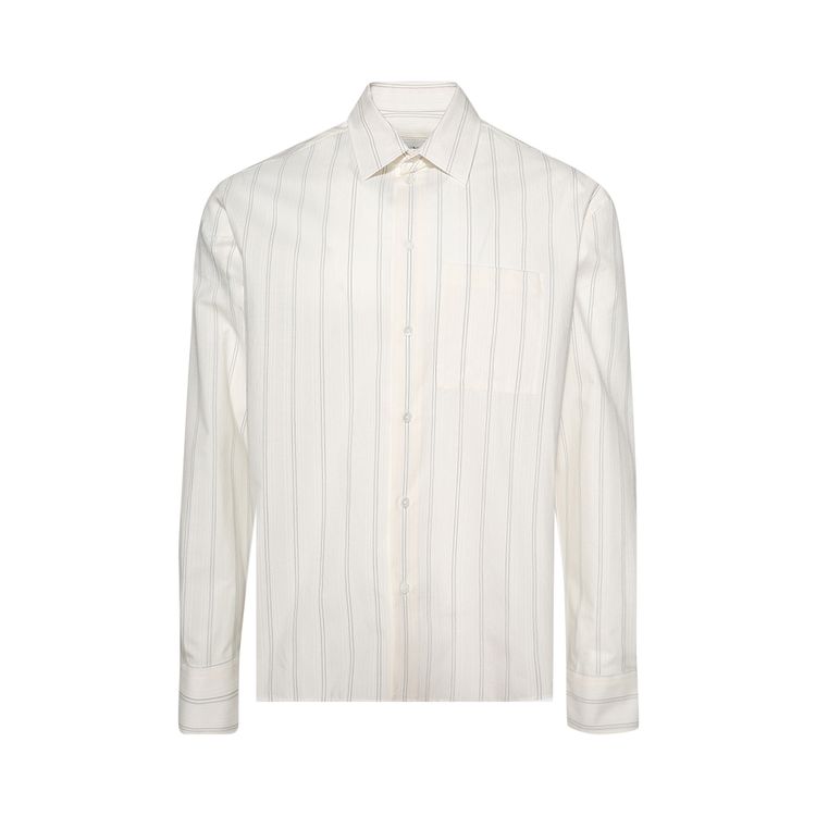 Lanvin Striped Boxy Shirt WhiteBlack