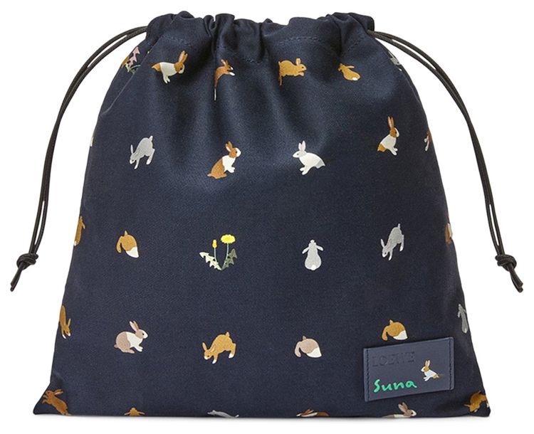Loewe Bunny Drawstring Small Clutch Bucket Bag Deep Navy