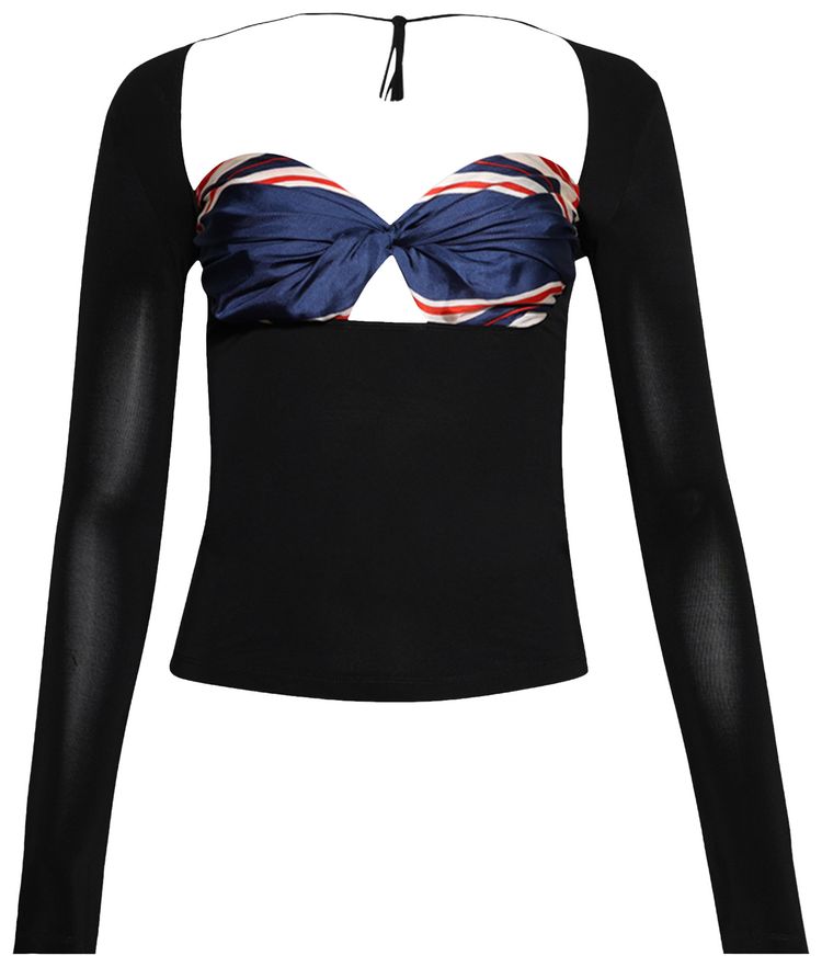 Marine Serre Regenerated Silk Scarf Draped Top Multicolor