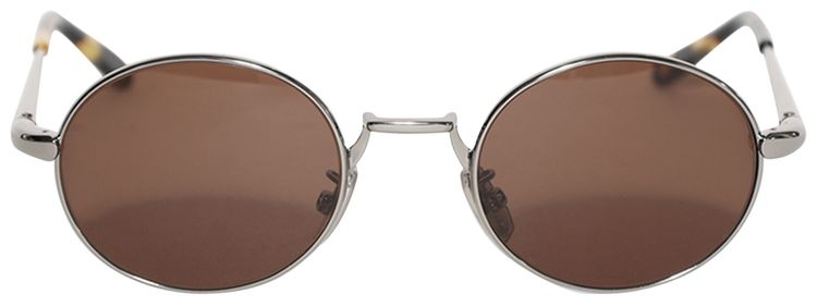 Loewe Groove Round Sunglasses Shiny Light RutheniumGreen