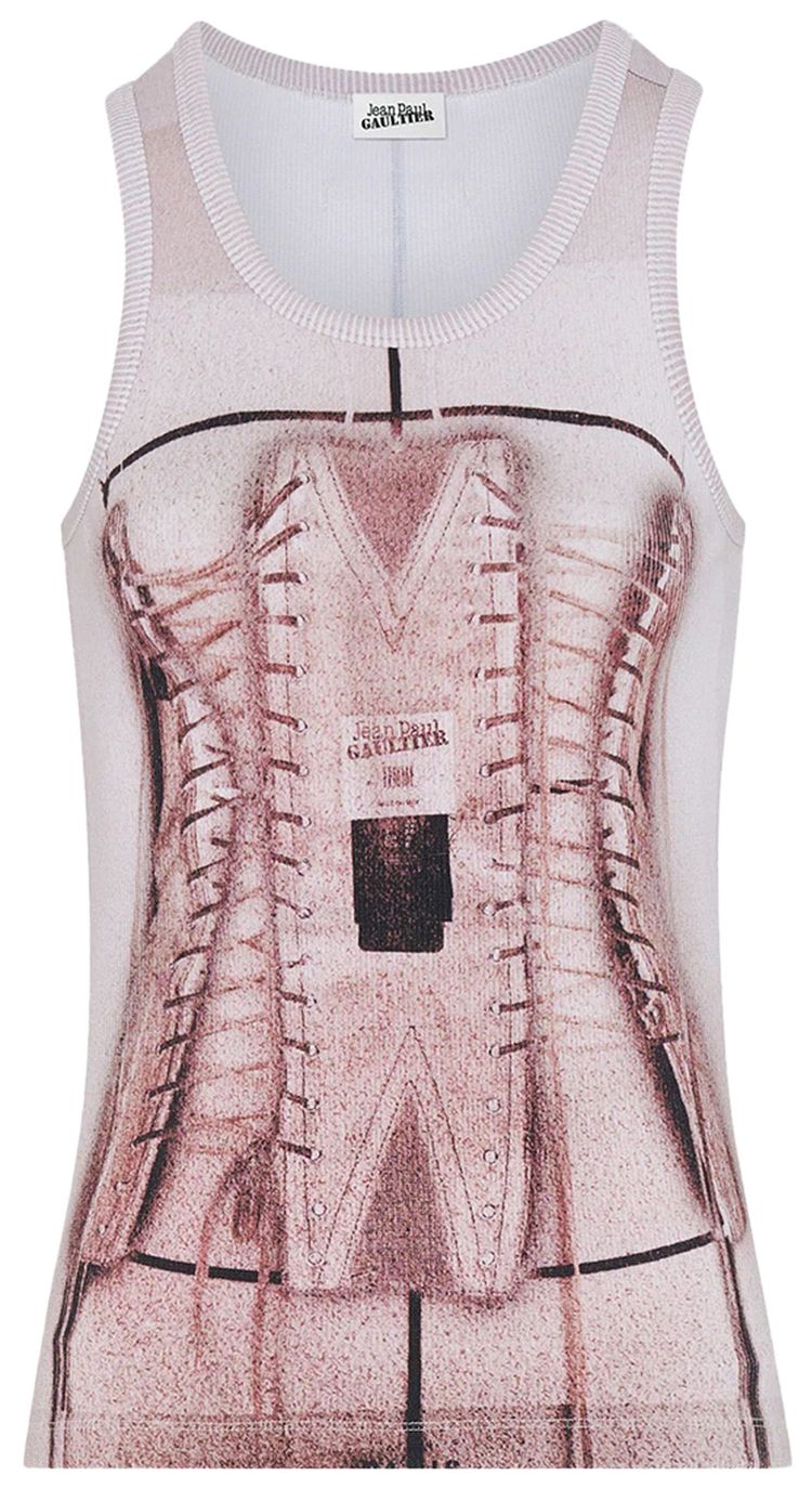 Jean Paul Gaultier Trompe Oeil Corset Tank Top Dusty PinkWhiteBlack