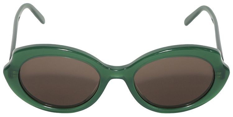 Loewe Oval Sunglasses Shiny Dark GreenBrown