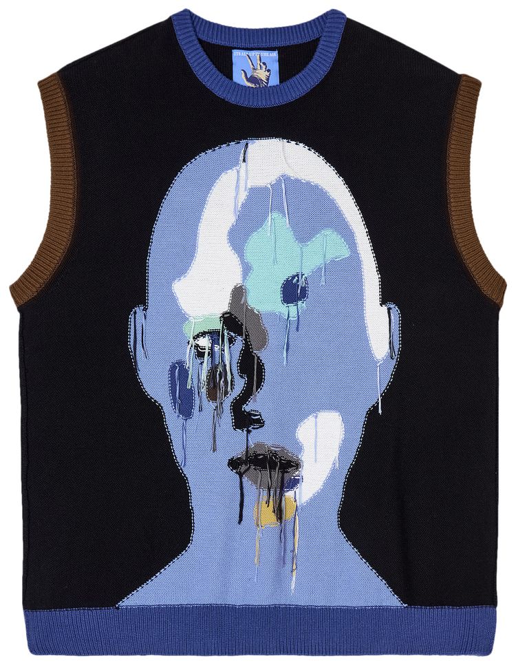 KidSuper Reverse Knit Patchwork Face Vest MulticolorBlue