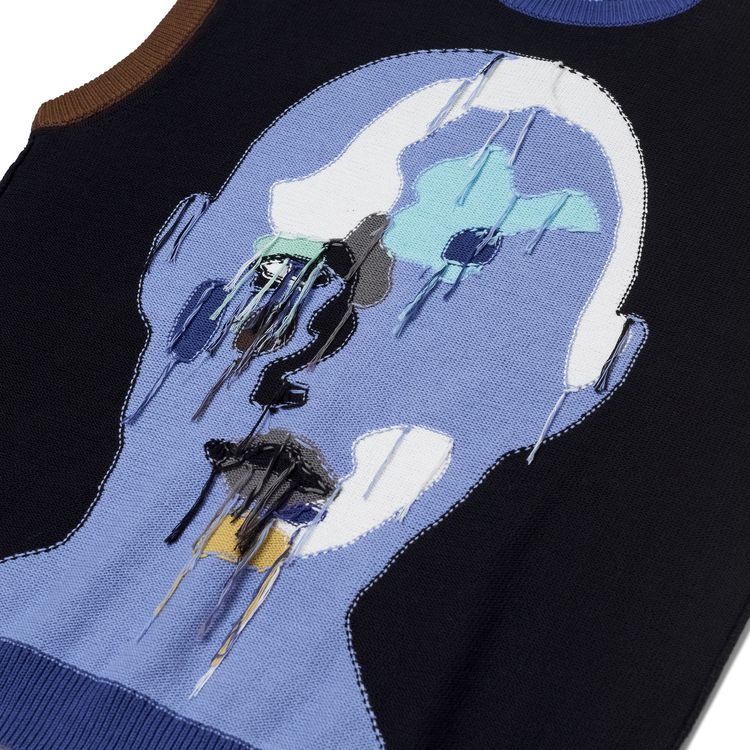 KidSuper Reverse Knit Patchwork Face Vest MulticolorBlue