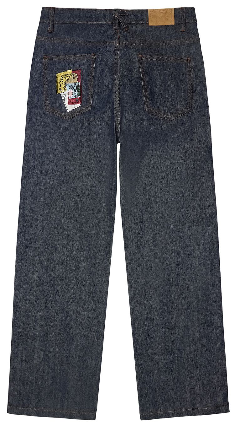 KidSuper Raw Denim Pleated Jeans Indigo
