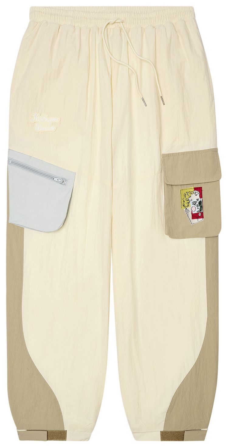 KidSuper Cargo Pocket Track Pants Cream