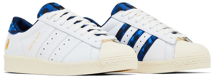 Undefeated x A Bathing Ape x Superstars 80v White Blue
