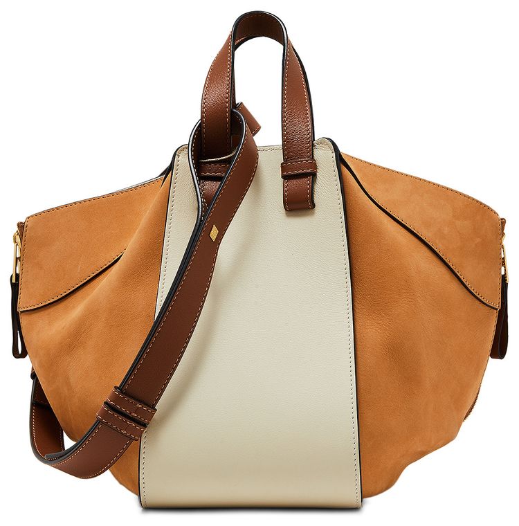 Loewe Hammock Leather Handbag BrownWhiteBeige