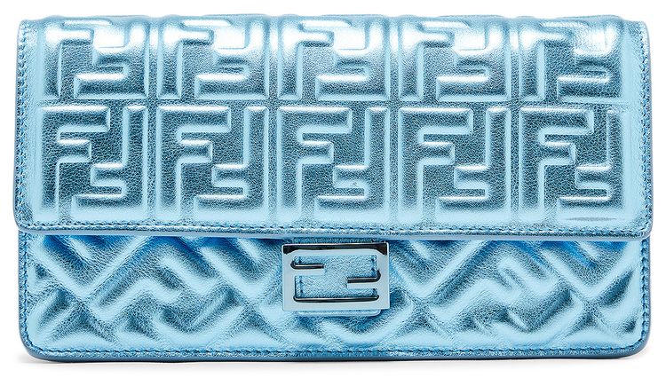 Fendi Baguette Leather Clutch Bag Blue