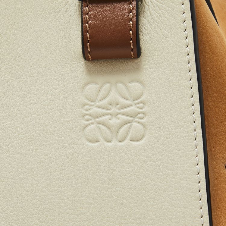 Loewe Hammock Leather Handbag BrownWhiteBeige