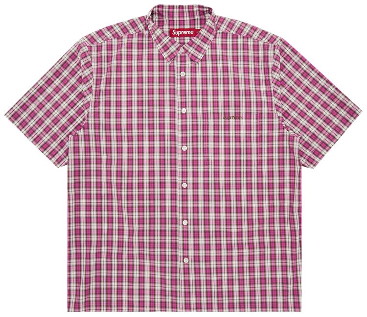 Supreme Mini Plaid Short Sleeve Shirt Pink