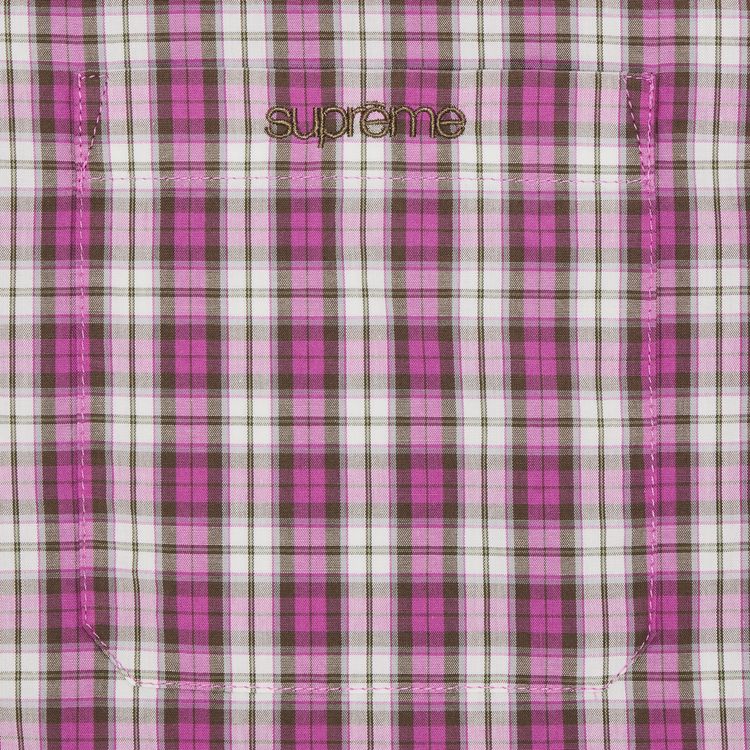 Supreme Mini Plaid Short Sleeve Shirt Pink