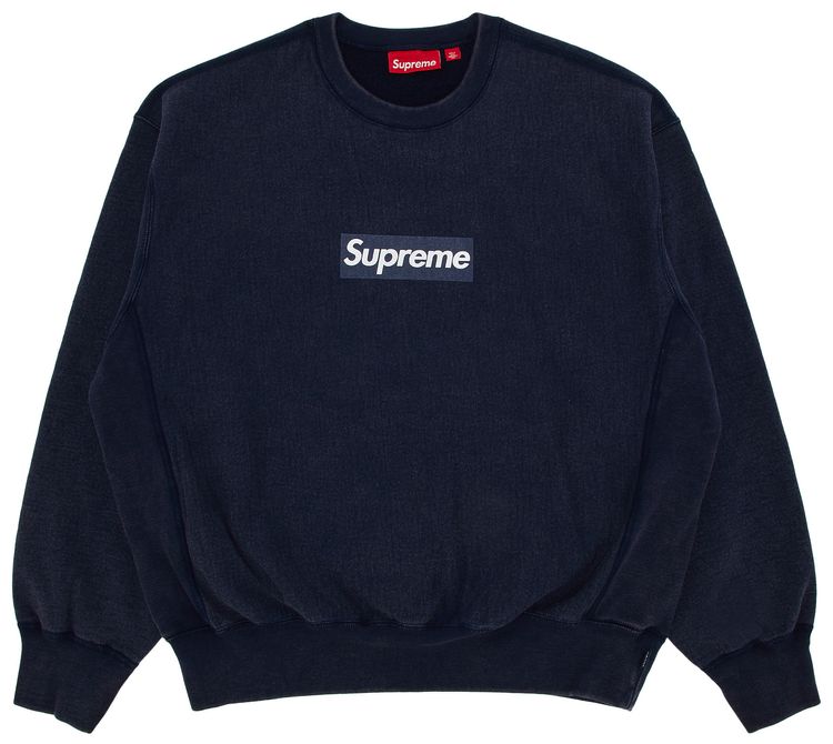 Supreme Washed Box Logo Crewneck Navy