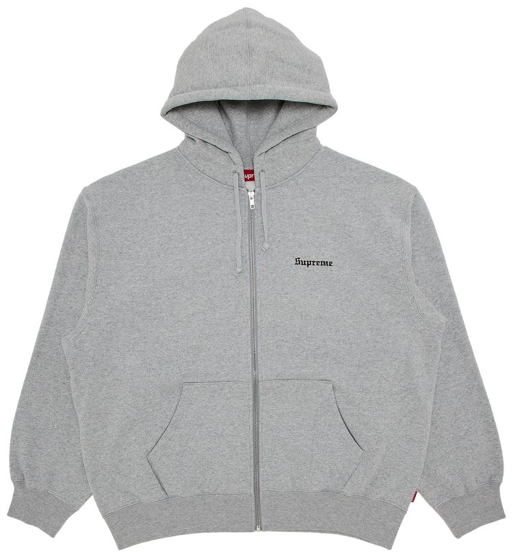 Supreme Crest Zip Up Hooded Sweatshirt Heather Grey
