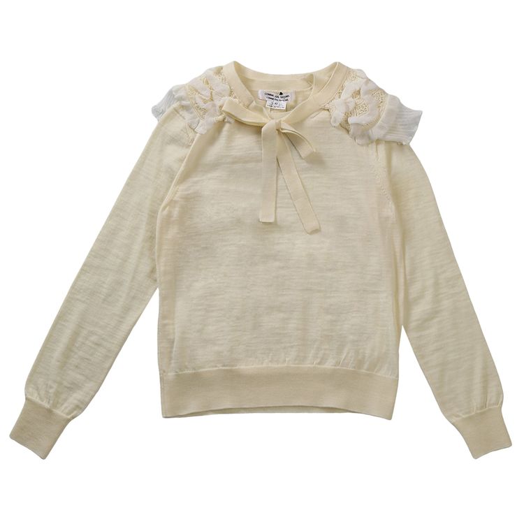 Comme des Garcons Ruffle Neckline Sweater White