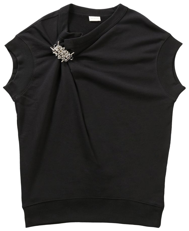 Dries Van Noten Brooched Sleeveless Sweatshirt Black