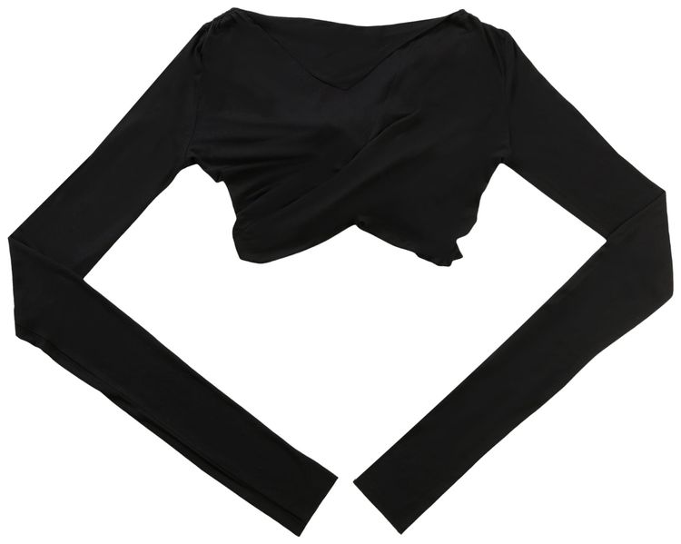 Rick Owens Lilies Jade Long Sleeve Crop T Shirt Black