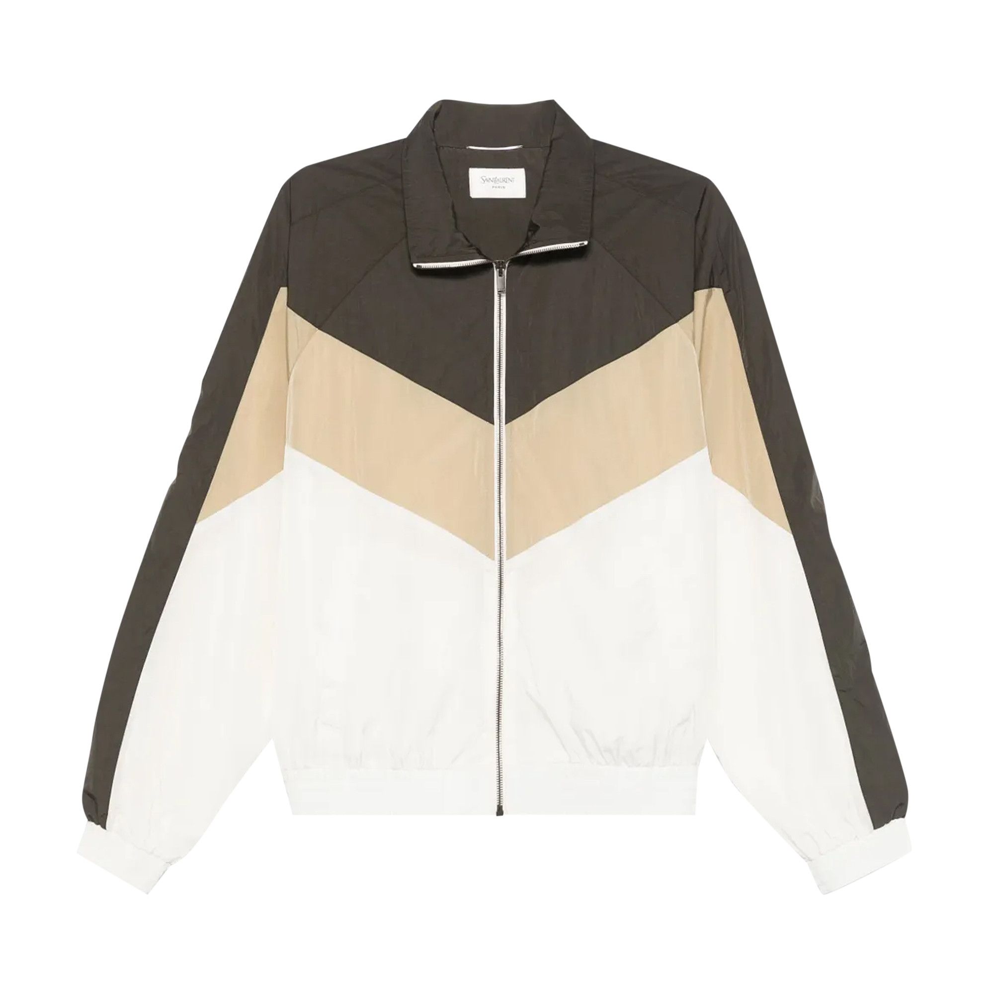 Buy Saint Laurent Zip-Up Long-Sleeve Jacket 'Ecru/Brown' - 820196