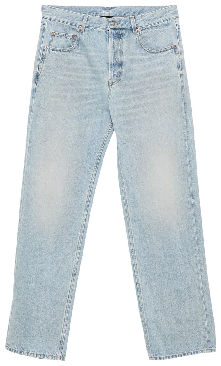 Saint Laurent Mid Straight Baggy Jeans Michigan Blue
