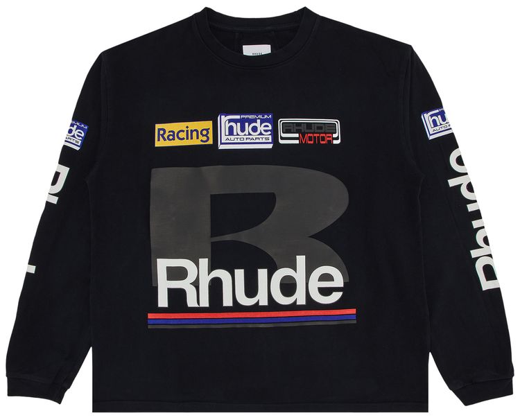 Rhude Petrol Patch Long Sleeve Tee Vintage Black