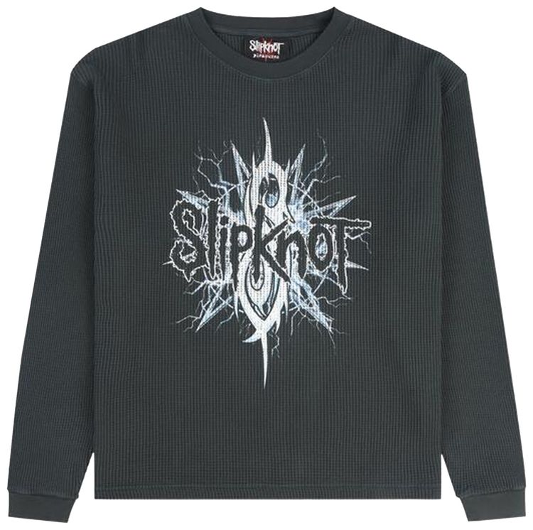 Pleasures x Slipknot Spit Thermal Long Sleeve Faded Black