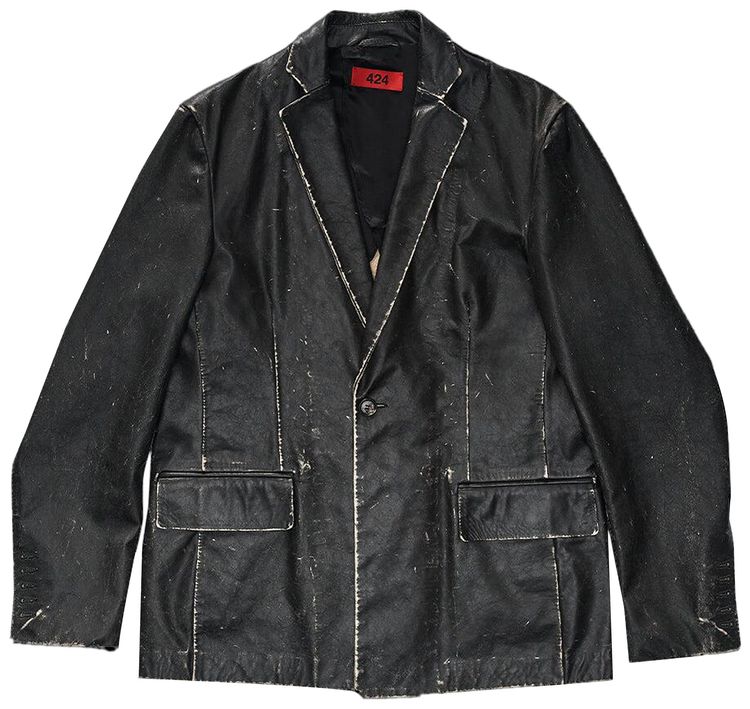 424 Lightweight Leather Jacket Black