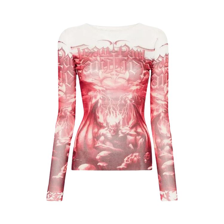 Jean Paul Gaultier Diablo Graphic Long Sleeve Shirt White