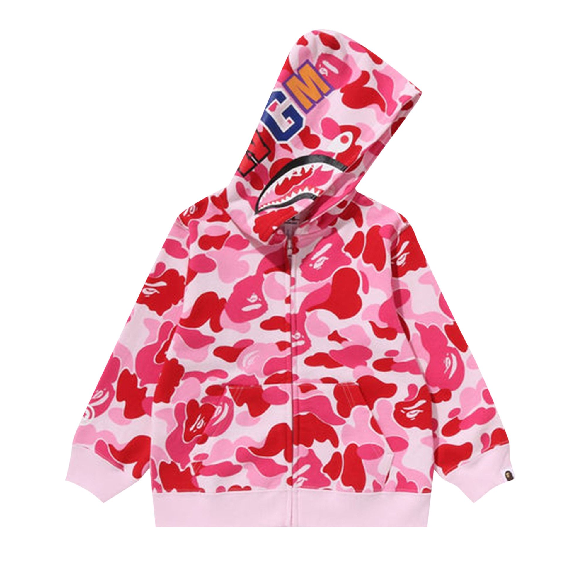 Buy BAPE ABC Camo Shark Half Zip Pullover Hoodie 'Pink' - 1K80 114