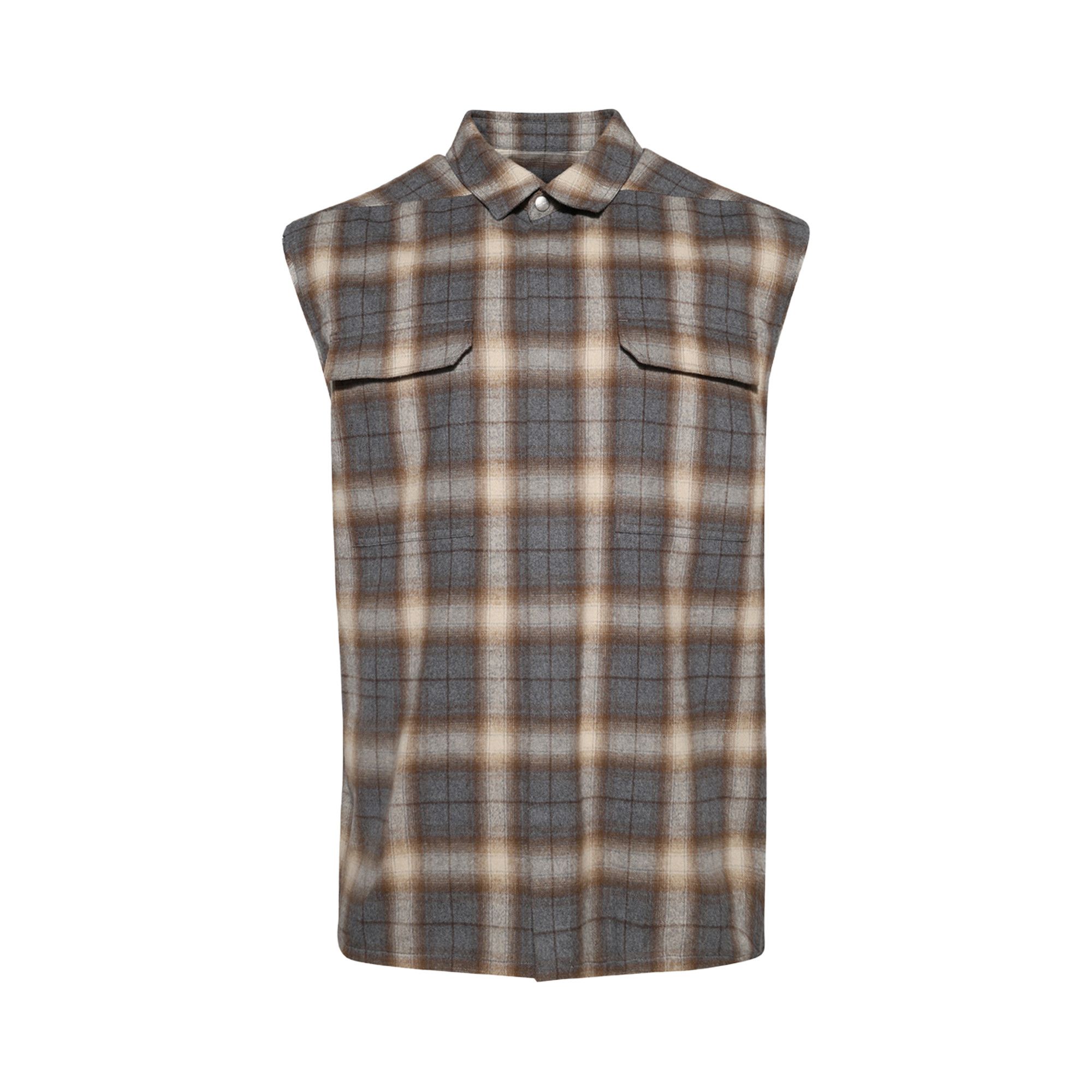Buy Rick Owens Jumbo Sleeveless Outershirt 'Grey Plaid