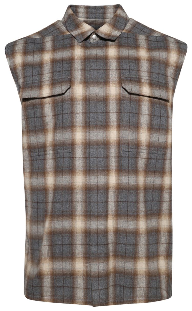 Rick Owens Jumbo Sleeveless Outershirt Grey Plaid