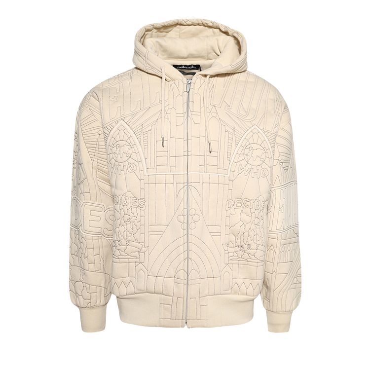 Who Decides War x Pelle Pelle Cathedral Zip Up Hoodie Cream