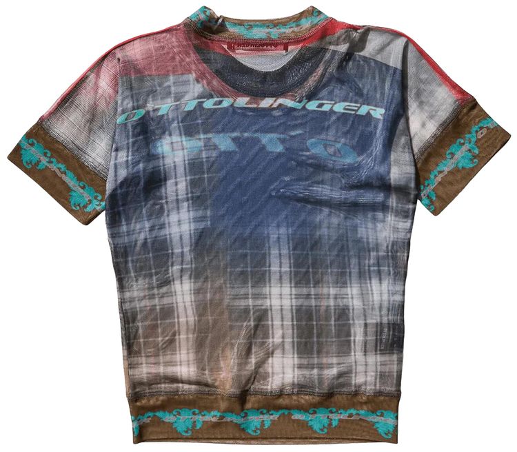 Ottolinger Mesh T Shirt Surf Plaid Print