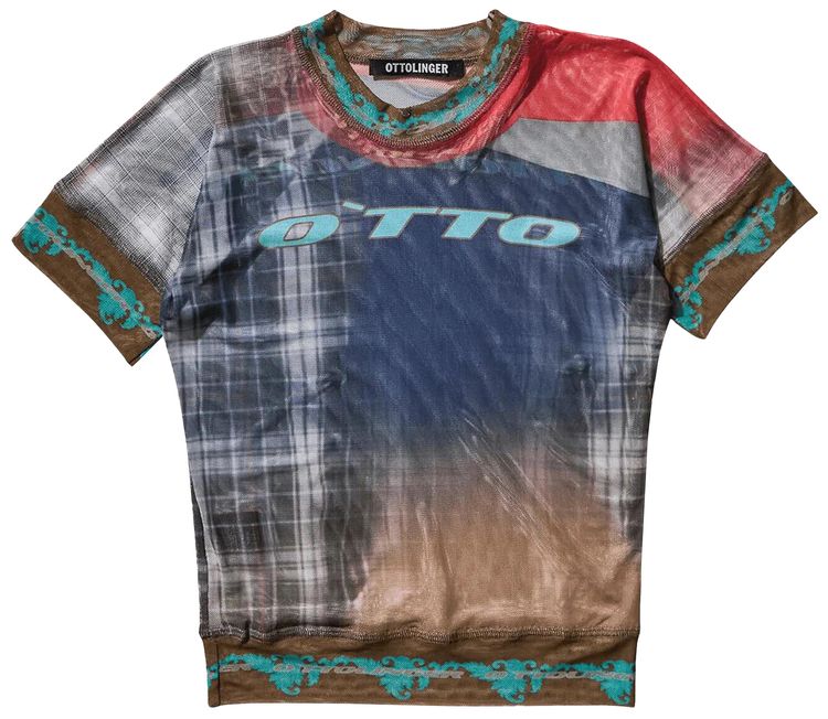Ottolinger Mesh T Shirt Surf Plaid Print