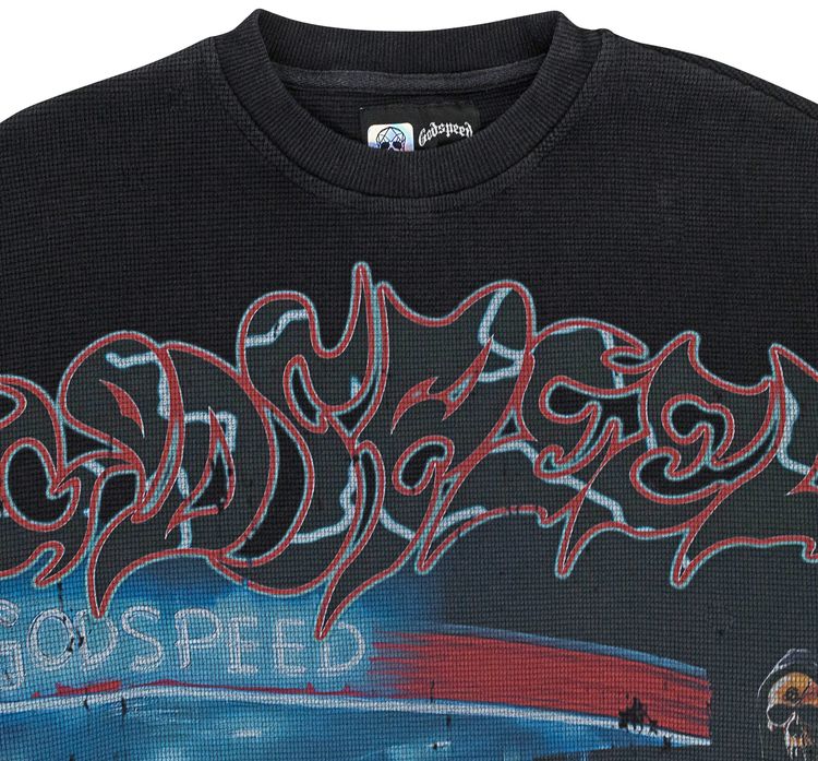 Godspeed Pit Stop Thermal Long Sleeve T Shirt Black Wash