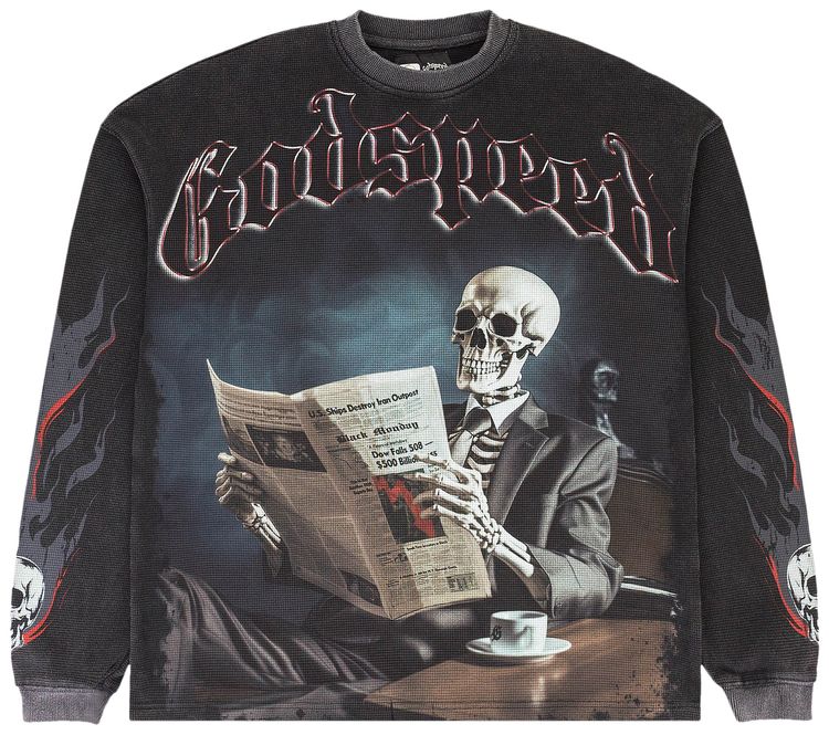 Godspeed Black Monday Thermal Long Sleeve T Shirt Black Wash