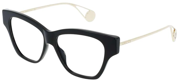 Gucci Square Eyeglasses BlackGoldTransparent