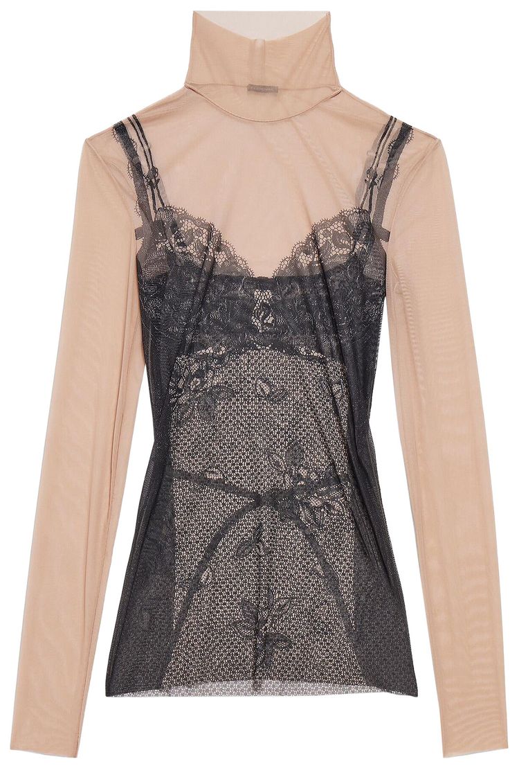 Balenciaga Trompe LOeil Lingerie Top BlackLight Beige