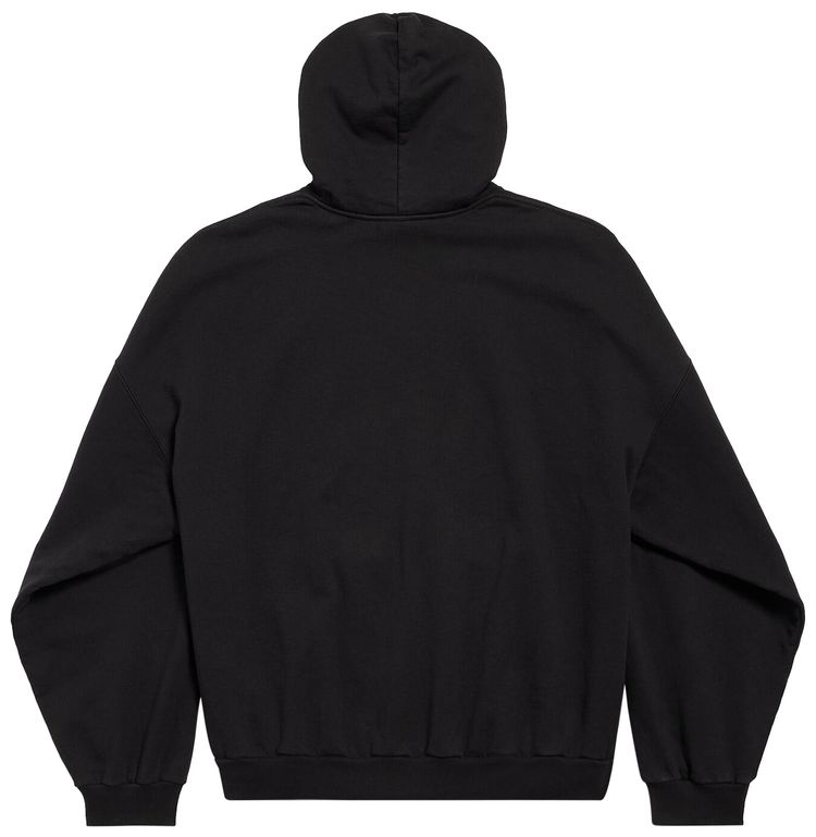 Balenciaga Logo Embroidered Hoodie Black