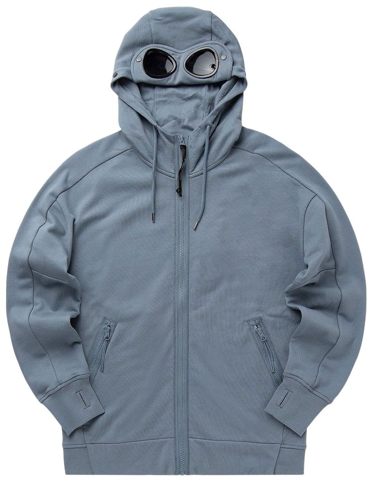 CP Company Diagonal Raised Fleece Goggle Zipped Hoodie Stormy Weather