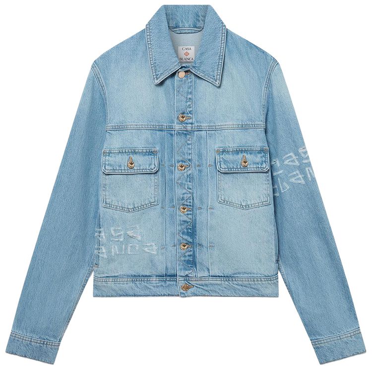Casablanca Graffiti Denim Jacket Light Blue Vintage Wash