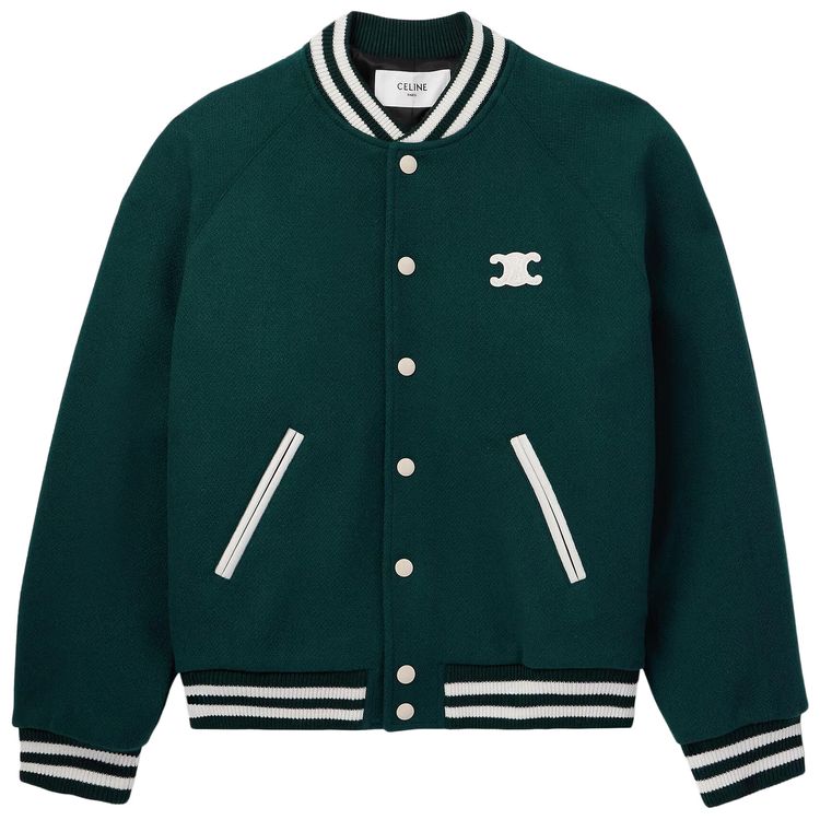 CELINE Loose Teddy Jacket Vert Sapin