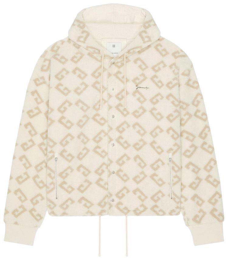Givenchy Fleece Snaps Buttons Hoodie Natural