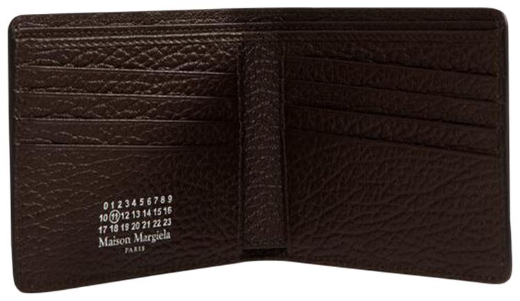 Maison Margiela Embossed Grain Bi Fold Wallet Walnut