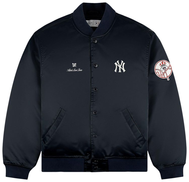 Aime Leon Dore x New York Yankees Satin Varsity Jacket Navy Blazer