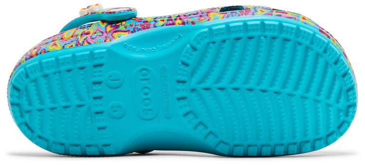 Lisa Frank x Crocs Classic Clog Kids Digital Aqua Multi Hearts