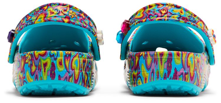 Lisa Frank x Crocs Classic Clog Kids Digital Aqua Multi Hearts