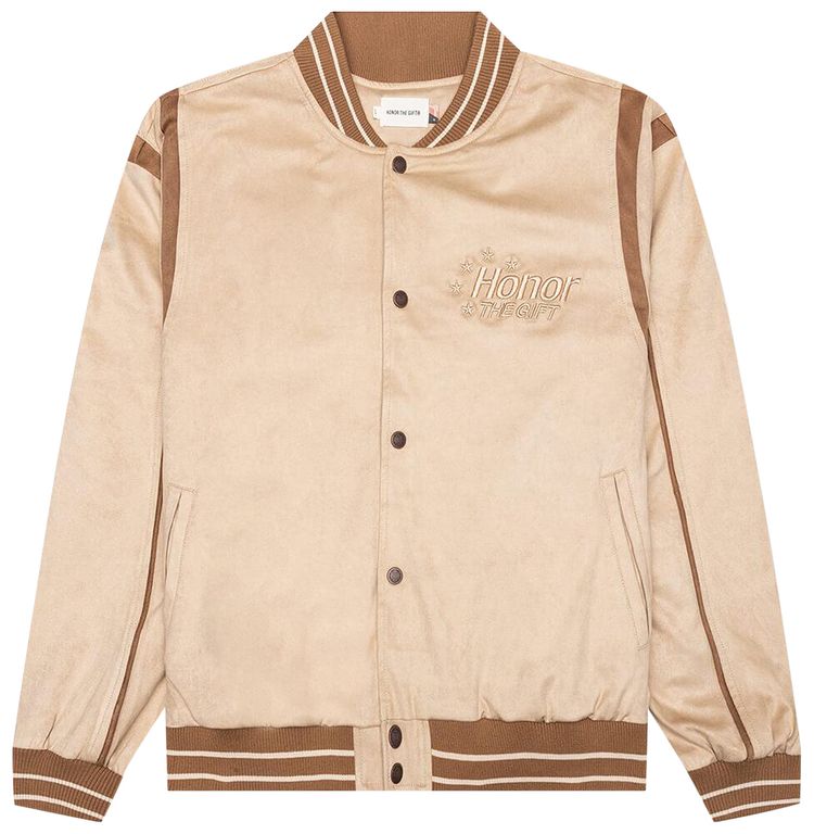Honor The Gift Oil Head Varsity Jacket Tan