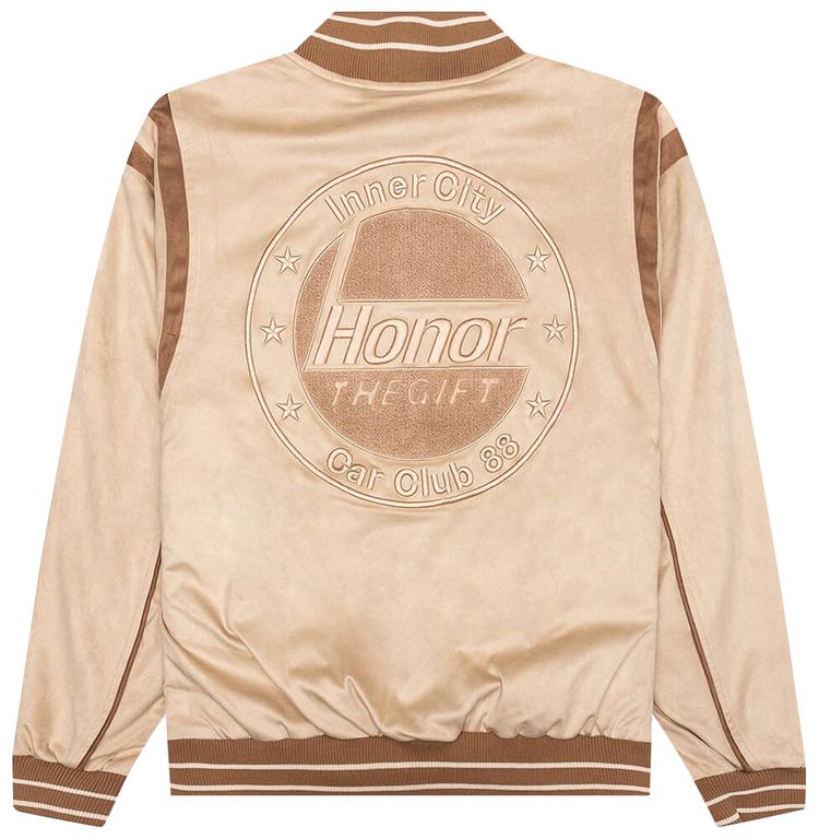Honor The Gift Oil Head Varsity Jacket Tan
