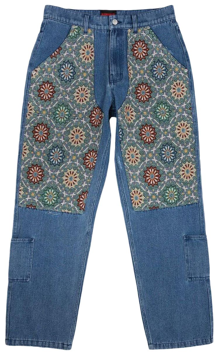 Pleasures Floral Ultra Double Knee Pants Indigo